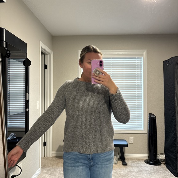 Everlane Womens Wool Cashmere Ribbed Crewneck Sweater Grey Raglan Size M - Picture 8 of 9